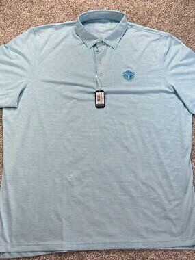 NWT Men's Johnnie O 2XL Striped Golf Polo UPF 50 Baha Color Club Logo MSRP $109